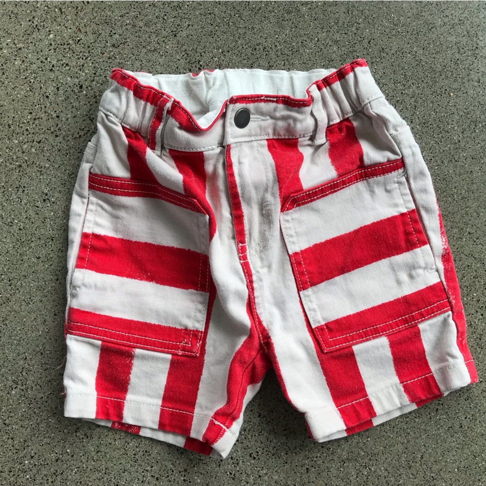Stella McCartney Kids Red and White Striped Shorts